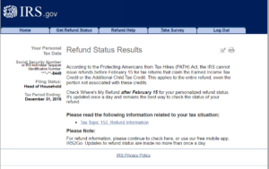 Where's My Refund Update for PATH act – Refund Schedule 2022